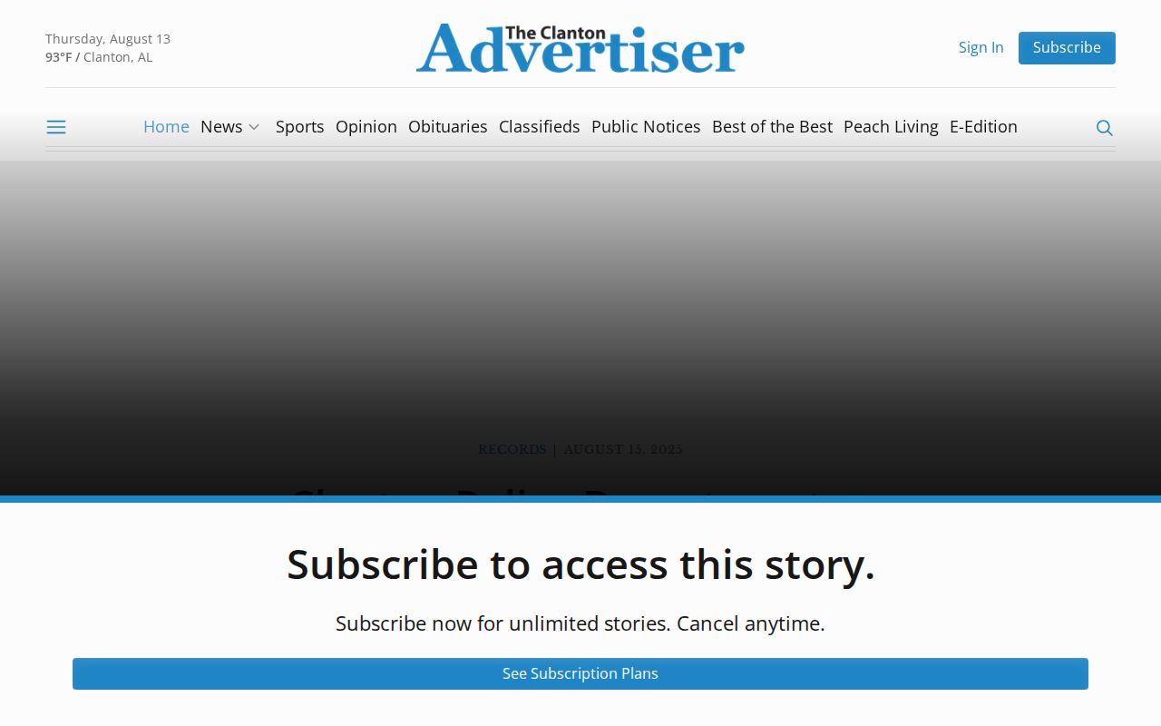 Clanton Advertiser Chilton County police-report page