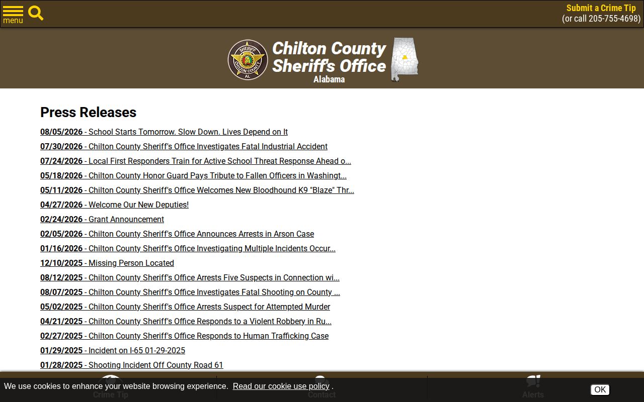Chilton County Sheriff's Office wanted-fugitive press archive