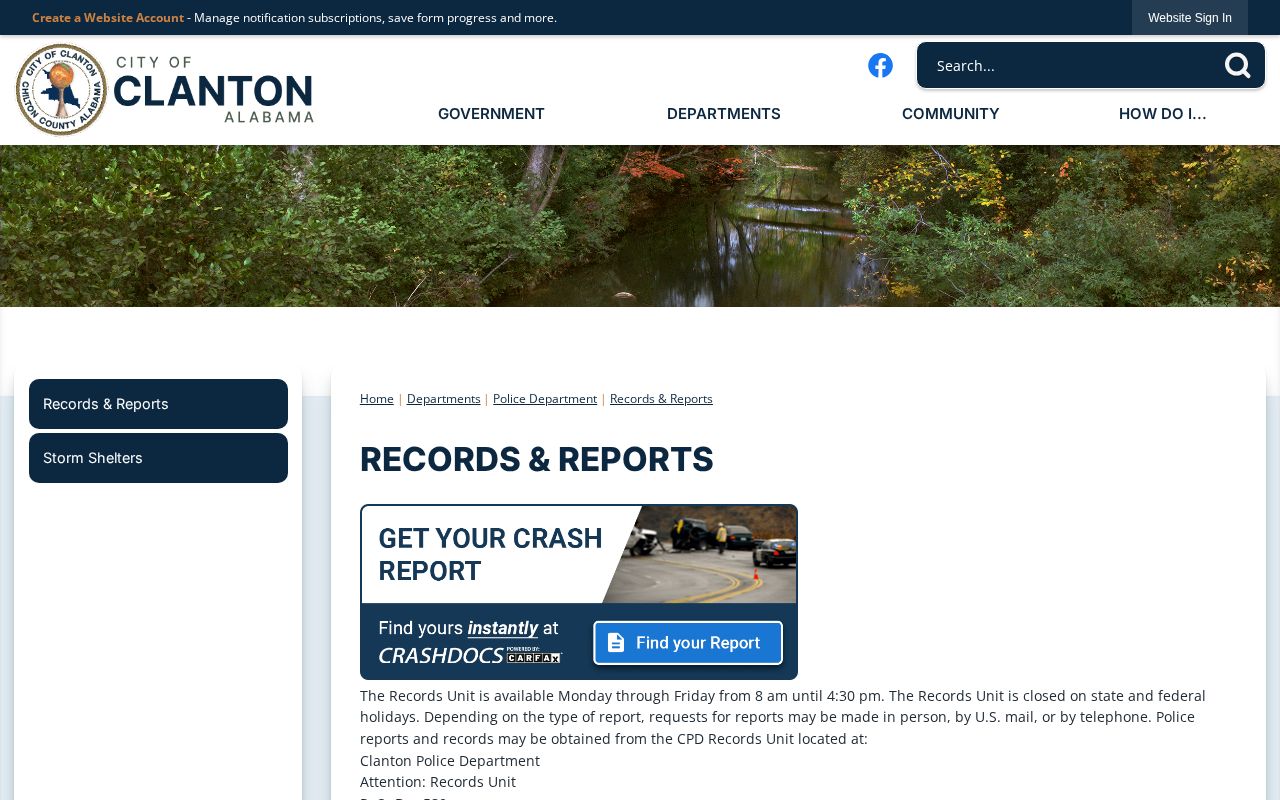 Clanton Police Department arrest records access page
